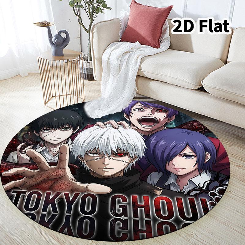 Tokyo Ghoul Runder Teppich Teppich für Wohnzimmer Schlafzimmer Sofa Spielzimmer Dekor Rutschfeste Bodenmatte