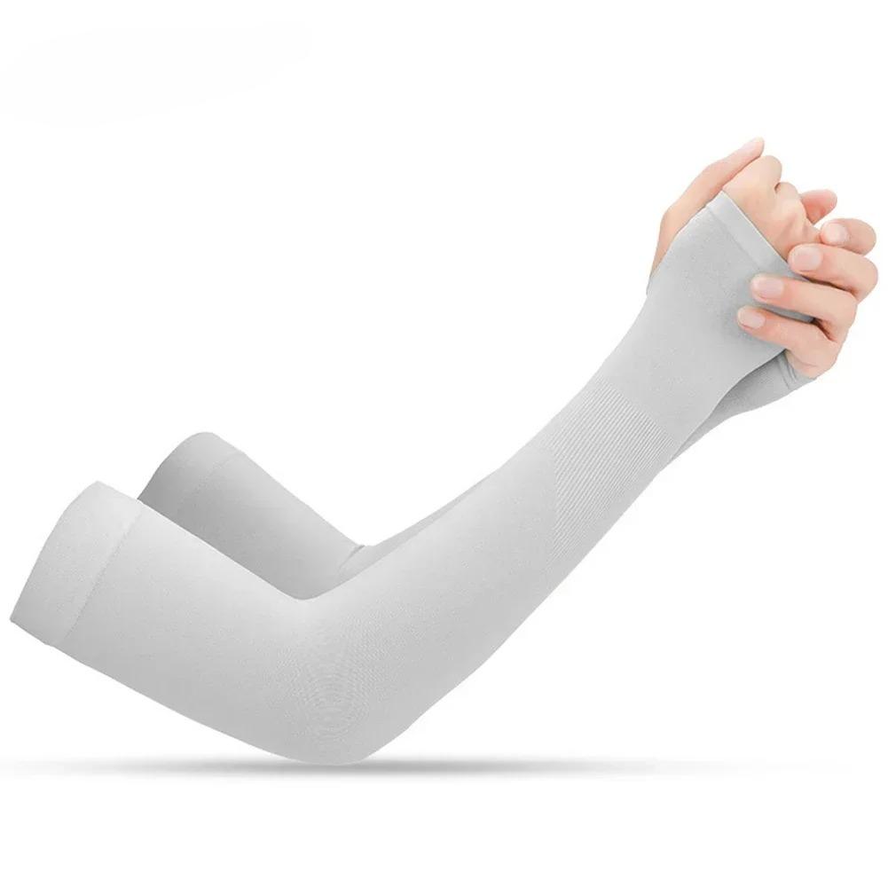 

Universal UV Protection Arm Sleeves with Thumb Hole for Summer Sports Golf Hiking Cooling Breathable Unisex Sun Block Sleeves 1Pair серый