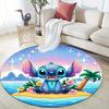 1pc Stitch Round Area Rug,Non Slip,Machine Washable Polyester Carpet for Living Room,Bedroom Decor