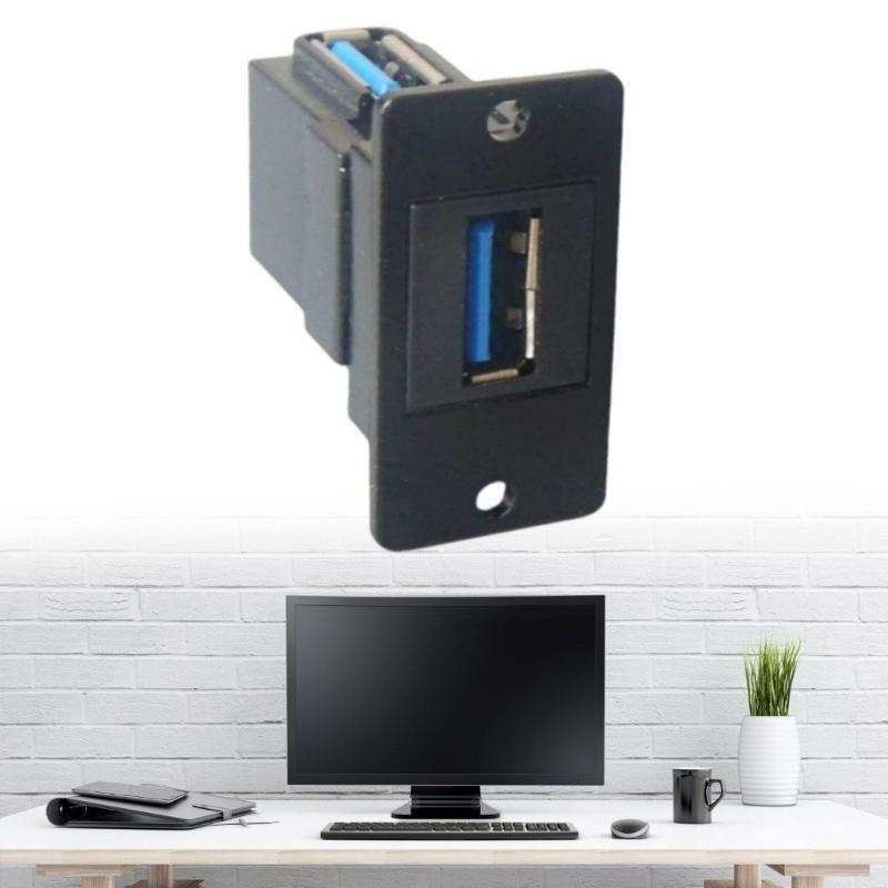 Two Sideds USB 3.0 Square Flush Mount Adapter 5Gbps Charging Port Back Front Access For Computers Externals Drive