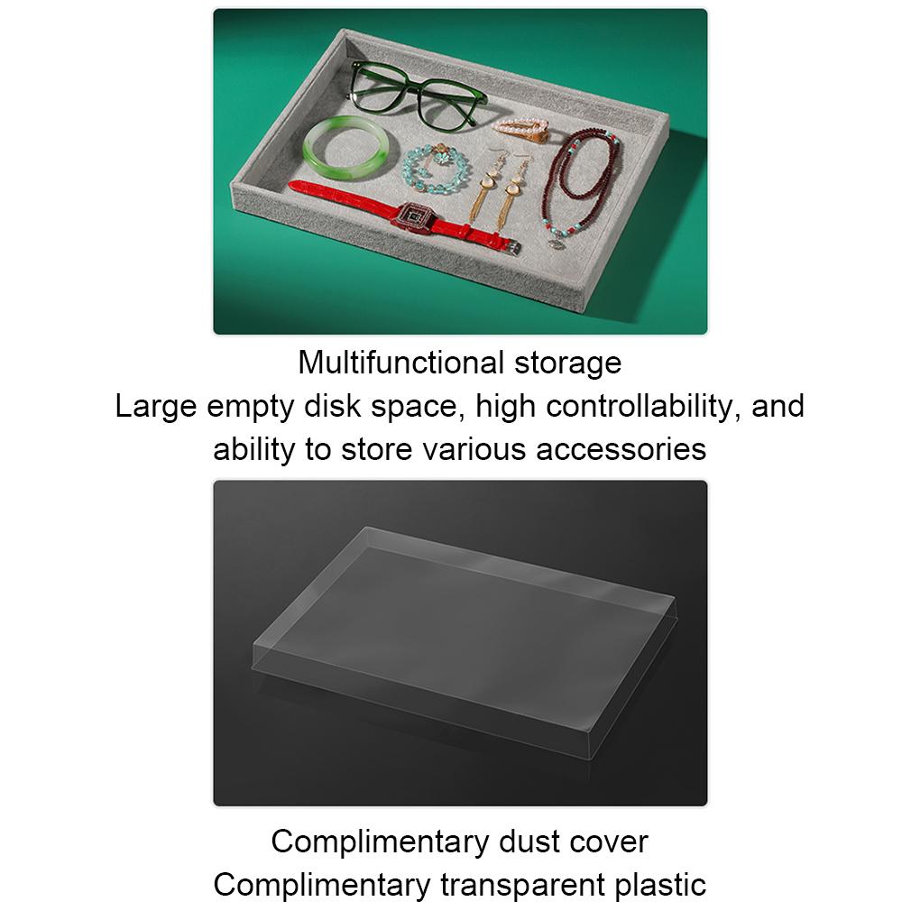 Anti-corrosion Velvet Cloth Made Jewelry Display Tray For Bracelets Rings And Necklaces Pedants Grey