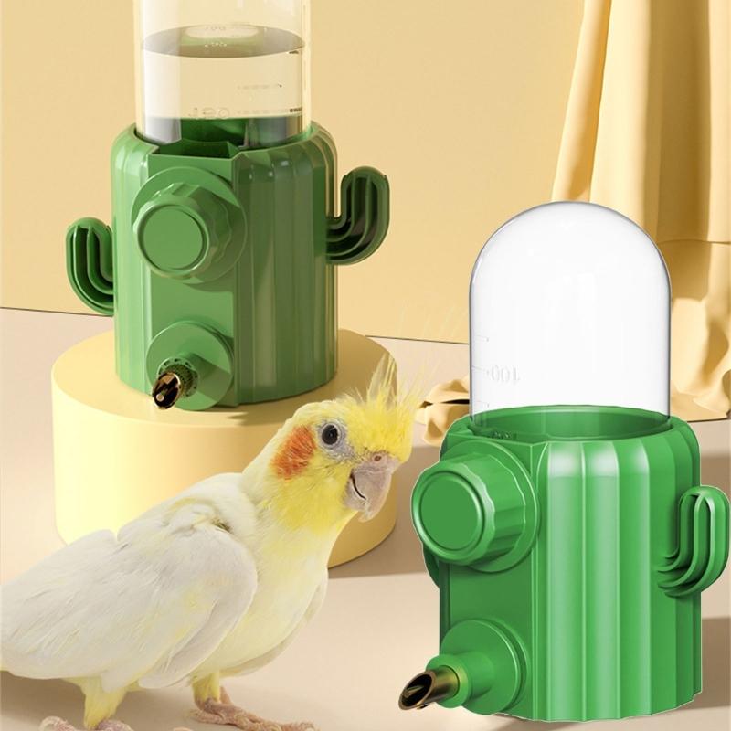 Leakproof Cage Mounted Bird Waterer Cactus Shape Plastic Automatic Drinking Container Water Dispenser for Bird Watering