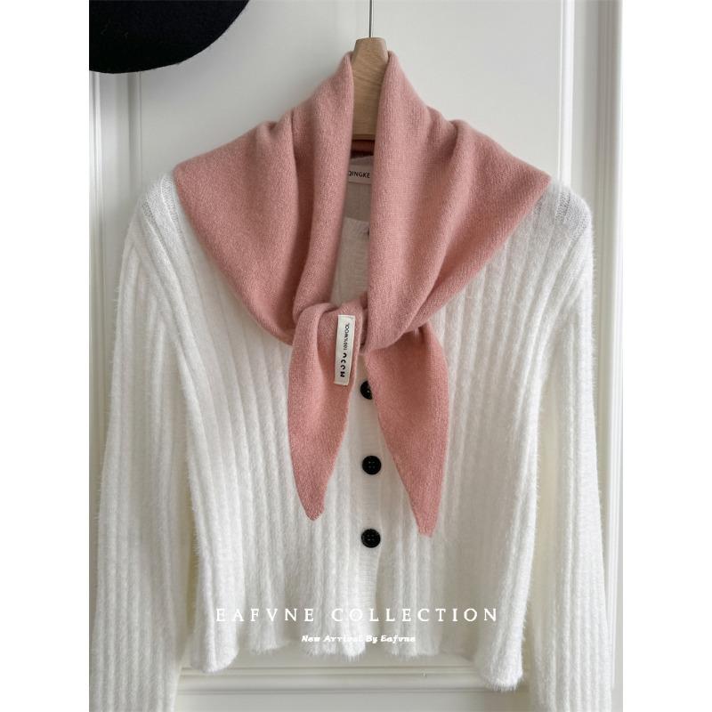 Triangular Scarf  Headscarf Knitted Striped Scarf  Women's Multi Functional Small Scarf