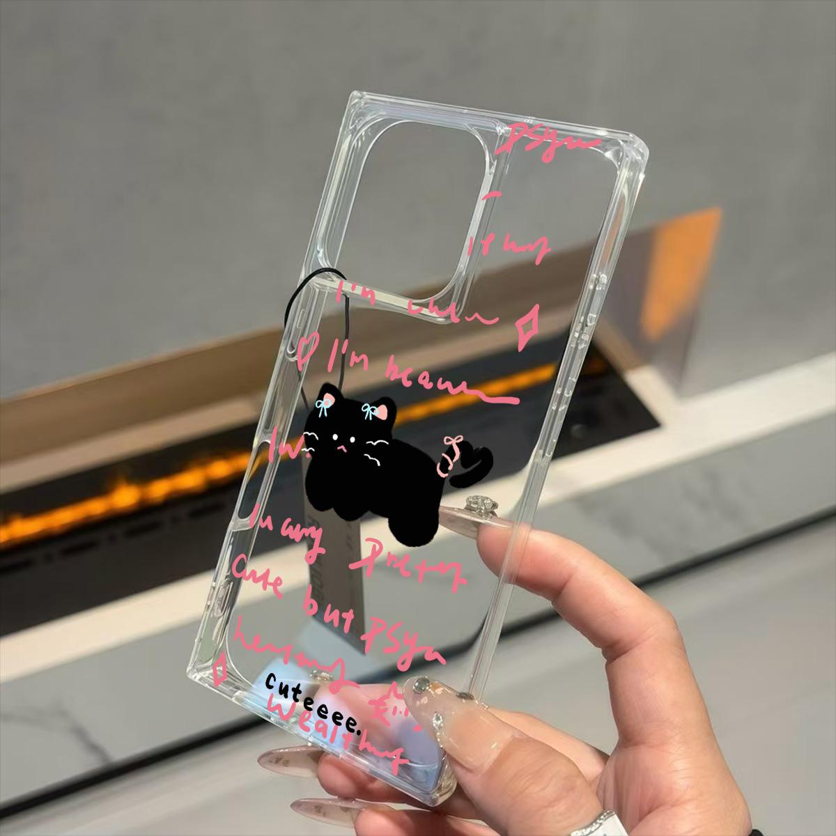 

Прозрачный квадратный чехол-накладка для iPhone 11 15 Plus 14 Pro Max 13 16 ProMax 12 Защита от кислорода, рисунок кота с бантом iphone 11 ProMax