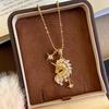 18k Gold Plated Zodiac Horse Pendant Necklace - Elegant Starry Sky Design, Delicate Collarbone Chain.