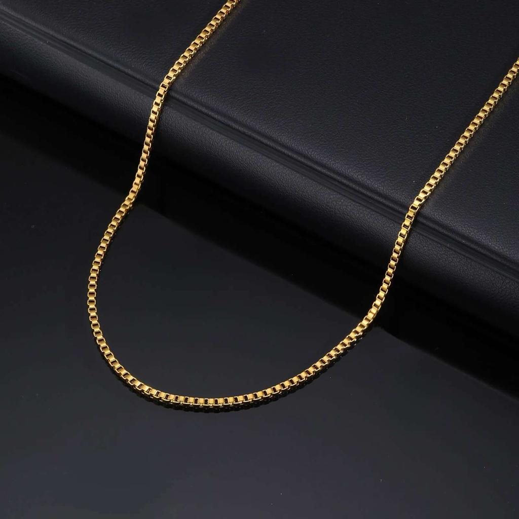 Prjewel 2mm Stainless Steel Box Chain Chokers For Men Boy Gold Plated Metal Ks Short Neck Collar Necklaces Father's Day Gift