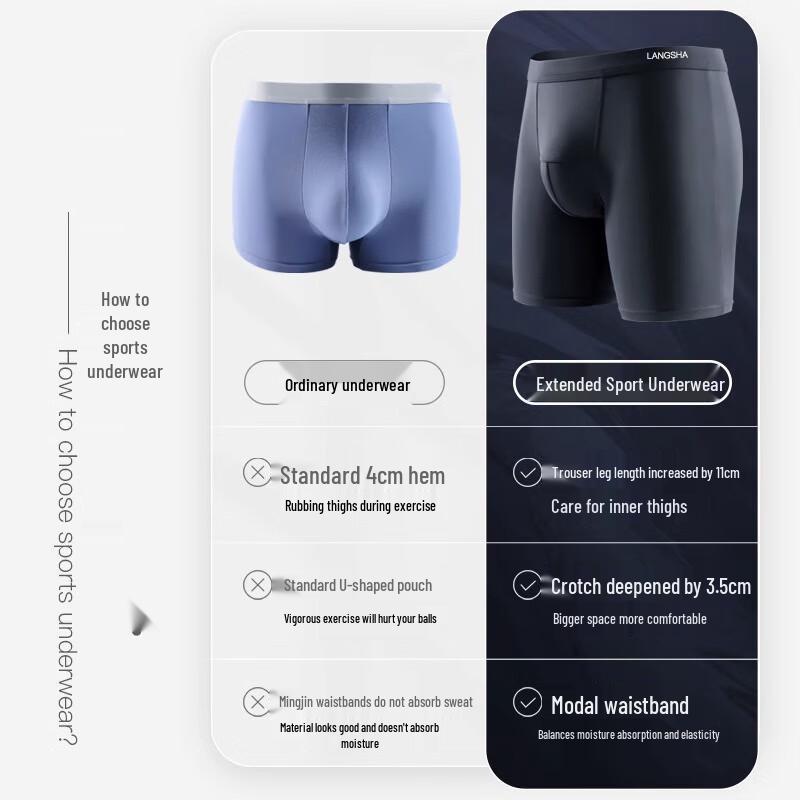 LANGSHA Men's Modal Ice Silk Anti-Chafe Boxer Briefs