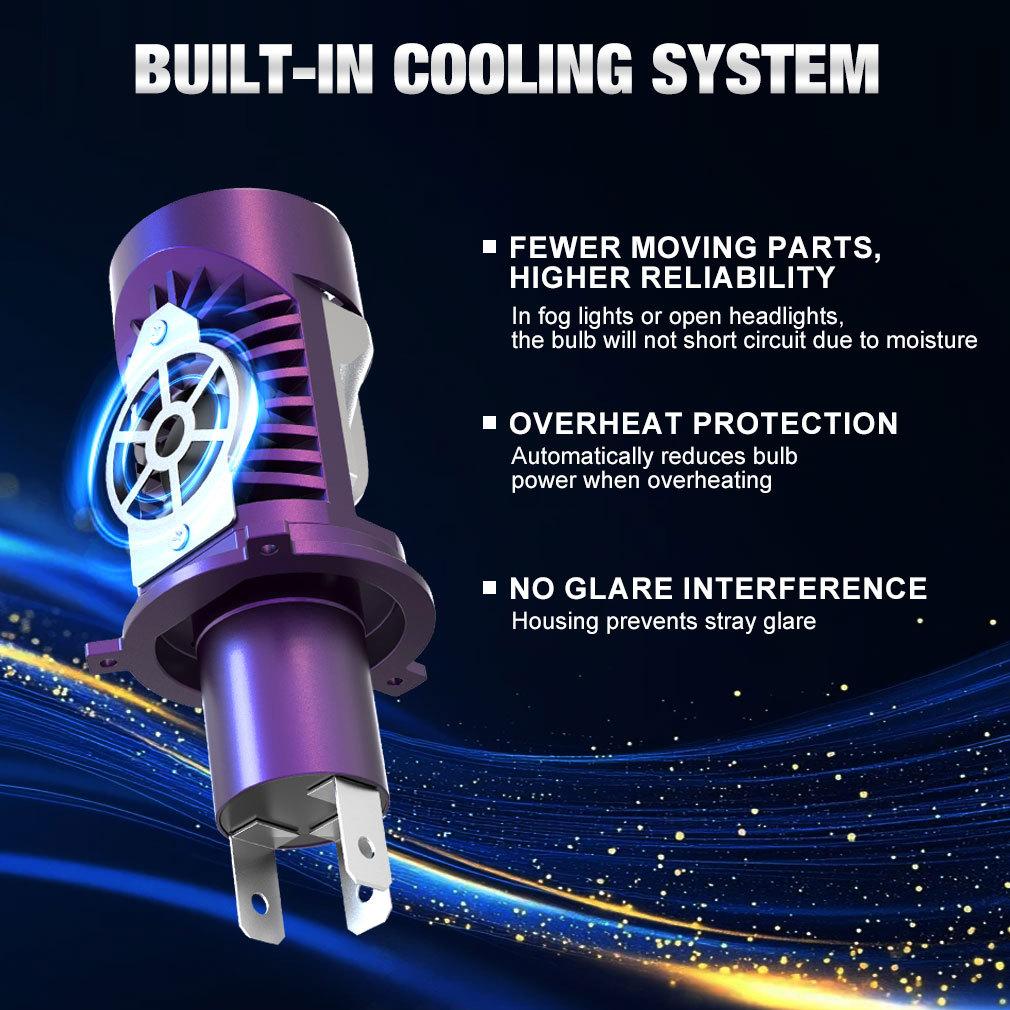 2 Stück Dual-Linse H4 LED Scheinwerferlampen Mini Projektorlinse LED HB2 9003 Autolampe Motorradscheinwerfer Fern-/Abblendlicht LHD 100W 40000LM Plug& Play