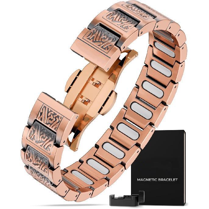 MagnetRX® Copper Bracelet for Men - EllipseMAX 5X Strength 5,000 Gauss Magnets - Premium Mens Copper Bracelet with Adjustable Length (Tire Track)
