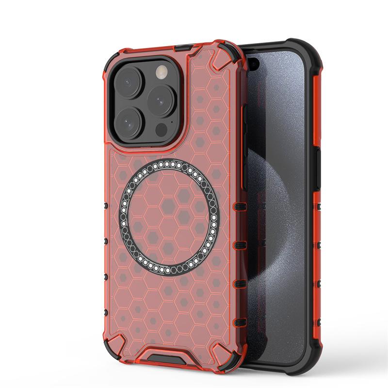 Applicable iPhone17Pro max 2-in-1 heat dissipation protective case Apple 16 honeycomb magnetic suction anti-drop mobile phone case