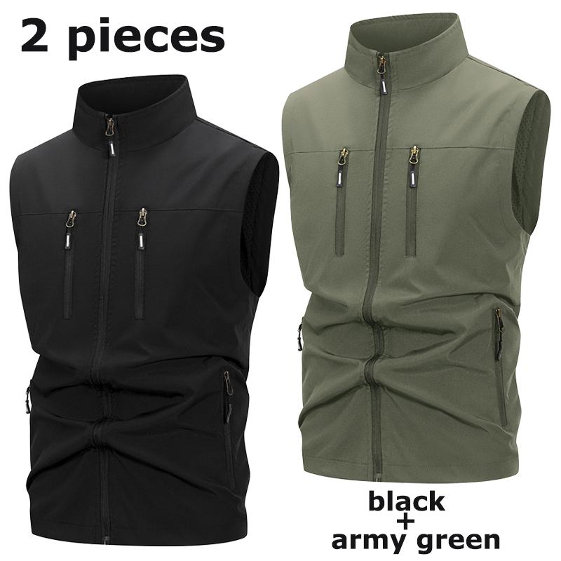 Men's Lightweight Softshell Vest with Zipper Pockets Windproof Sleeveless Jacket for Hiking Golf Outdoor Outwear Windbreaker