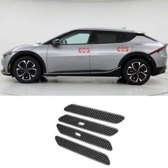 For Kia EV6 2022-24 Carbon Fiber Exterior Door Handle Cover Panel Frame Trim 4pc