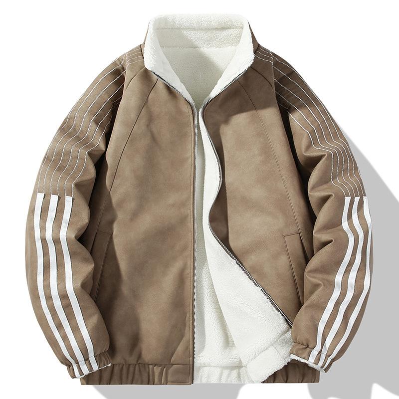 Autumn and Winter Thermal Jacket Loose Plus Size Double-sided Leather Jacket