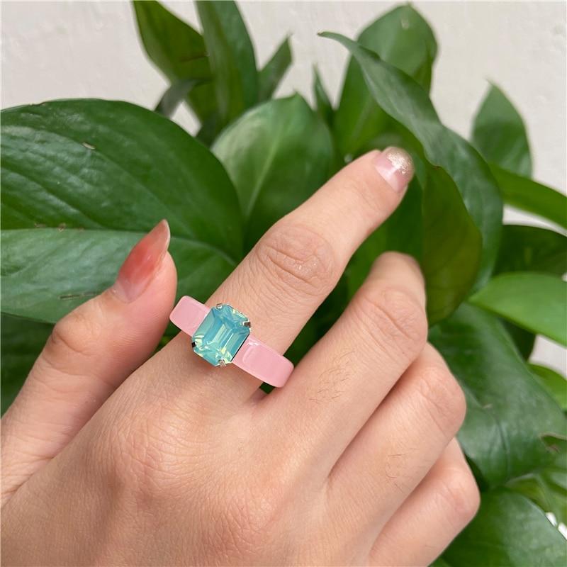 

IF ME богемные кольца ручной работы с разноцветными цветочными сердечками из бисера для женщин, милые корейские прозрачные смоляные акриловые бусины, кольца, ювелирные изделия 5301901