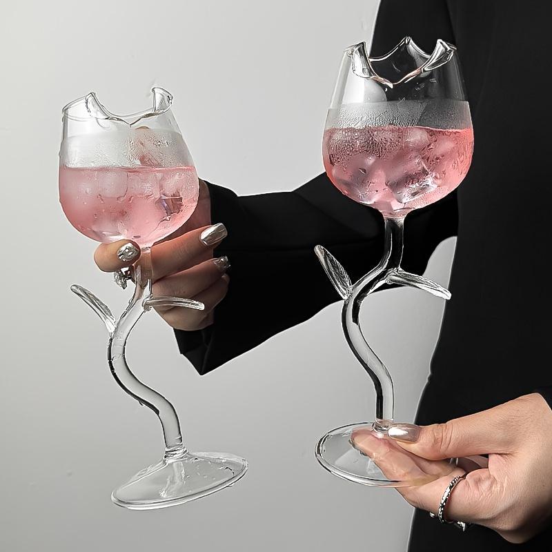 Romantische Rosenförmige Glas-Weingläser Trinkgeschirr Haus Küche Bar Party Cocktailgläser Dekorative Getränkebecher Geschirr Geschenk