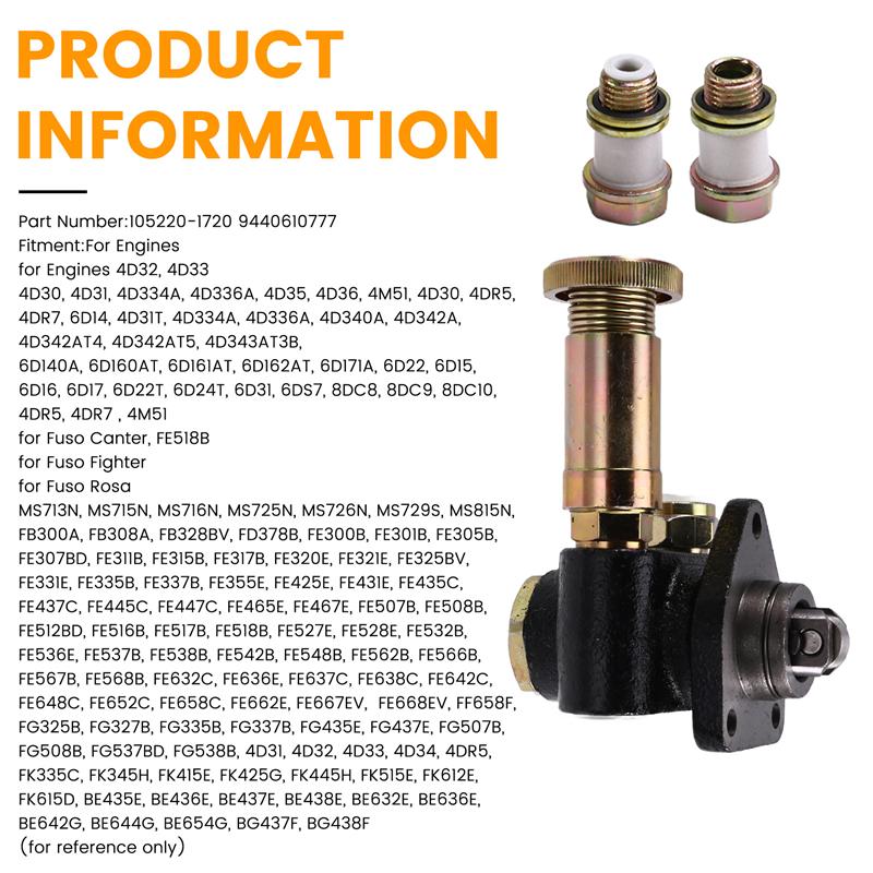 105220-1720 Diesel Feed Pump Fuel Supply Transfer Lift Oil Pump For Mitsubishi 4D32 ME703037  9440610777 For Engine