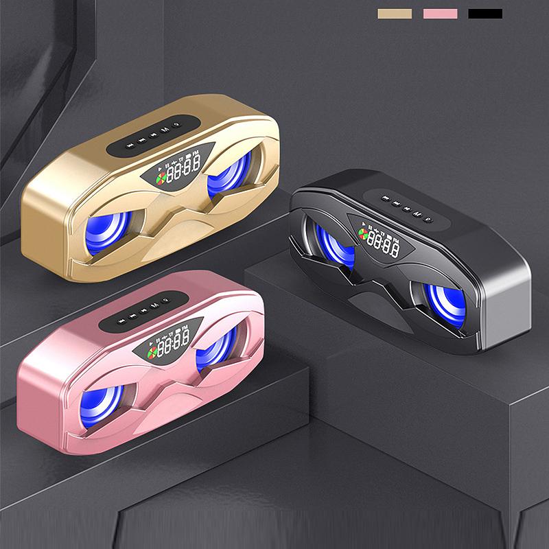M8 Cool Robot Design Bluetooth Speaker LED Rhythm Flash Wireless Loudspeaker FM Radio Alarm Clock TF Card Support Subwoofer