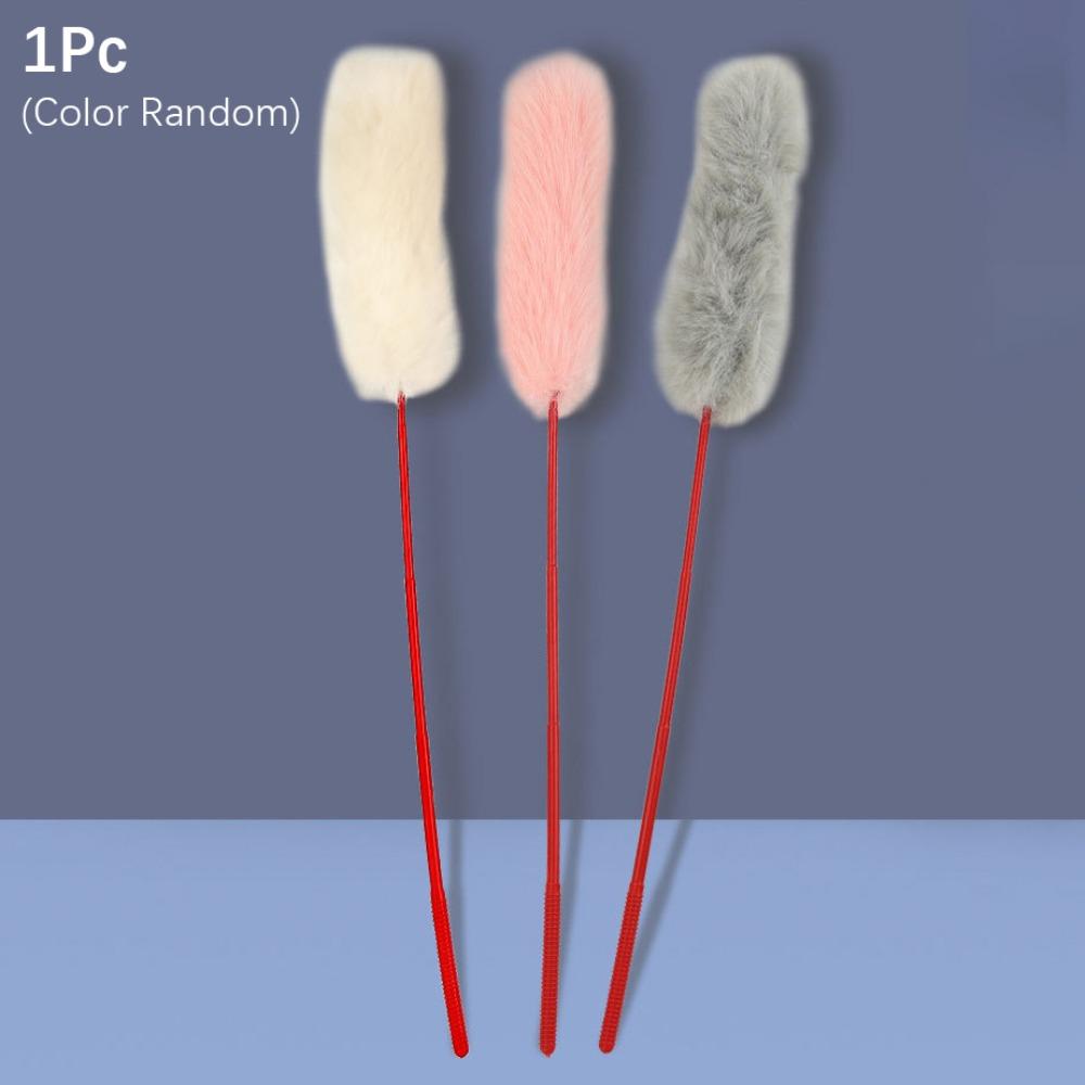 

Fuzzy Touch Pet Interactive Stick Faux Rabbit Fur Cat Playing Training Toys Cat Teaser Stick Color Random