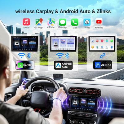 7' Double Din Car Stereo with Wireless CarPlay & Android Auto, Android 13, Bluetooth 4.1, 2GB+32GB, GPS, 25W AMP