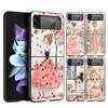 Cartoon Girl Hard PC Phone Case For Samsung Galaxy Z Flip 7 6 5 4 Black Cover For Galaxy Z Flip 3 Foldable Fundas Shell Capa Bag
