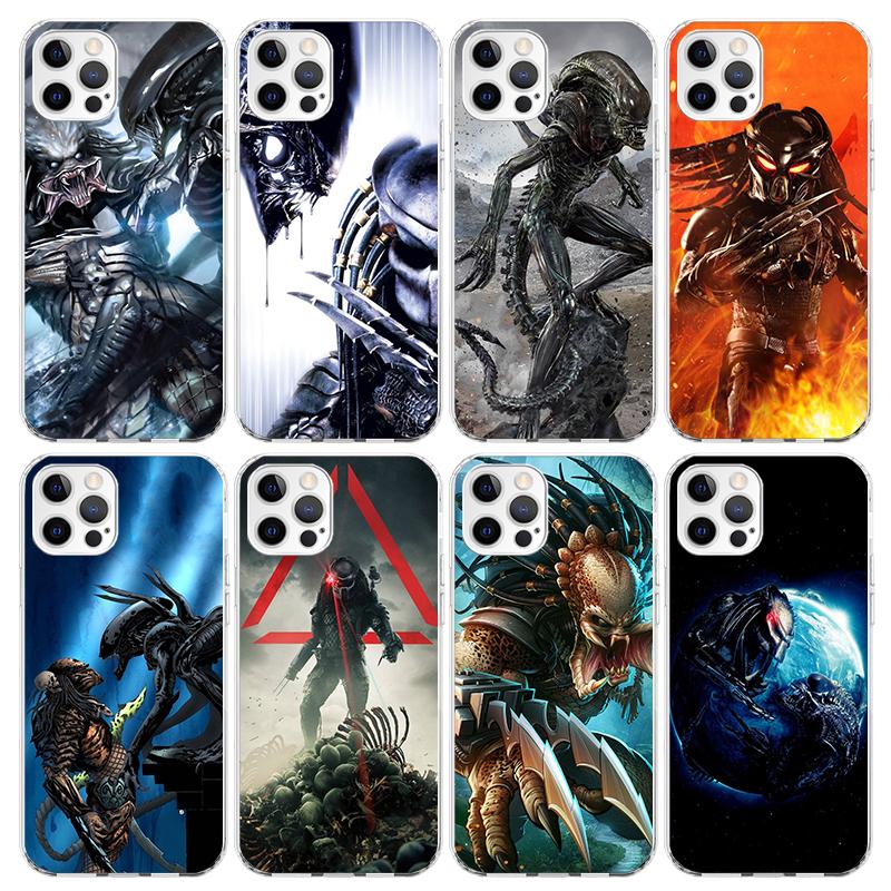 Alien Vs Predator Painted Phone Case For iPhone 17 Air 16 15 Pro Max 14 Plus 13 Mini 12 11 Cover 7 8 SE Silicone Shell Print Fun