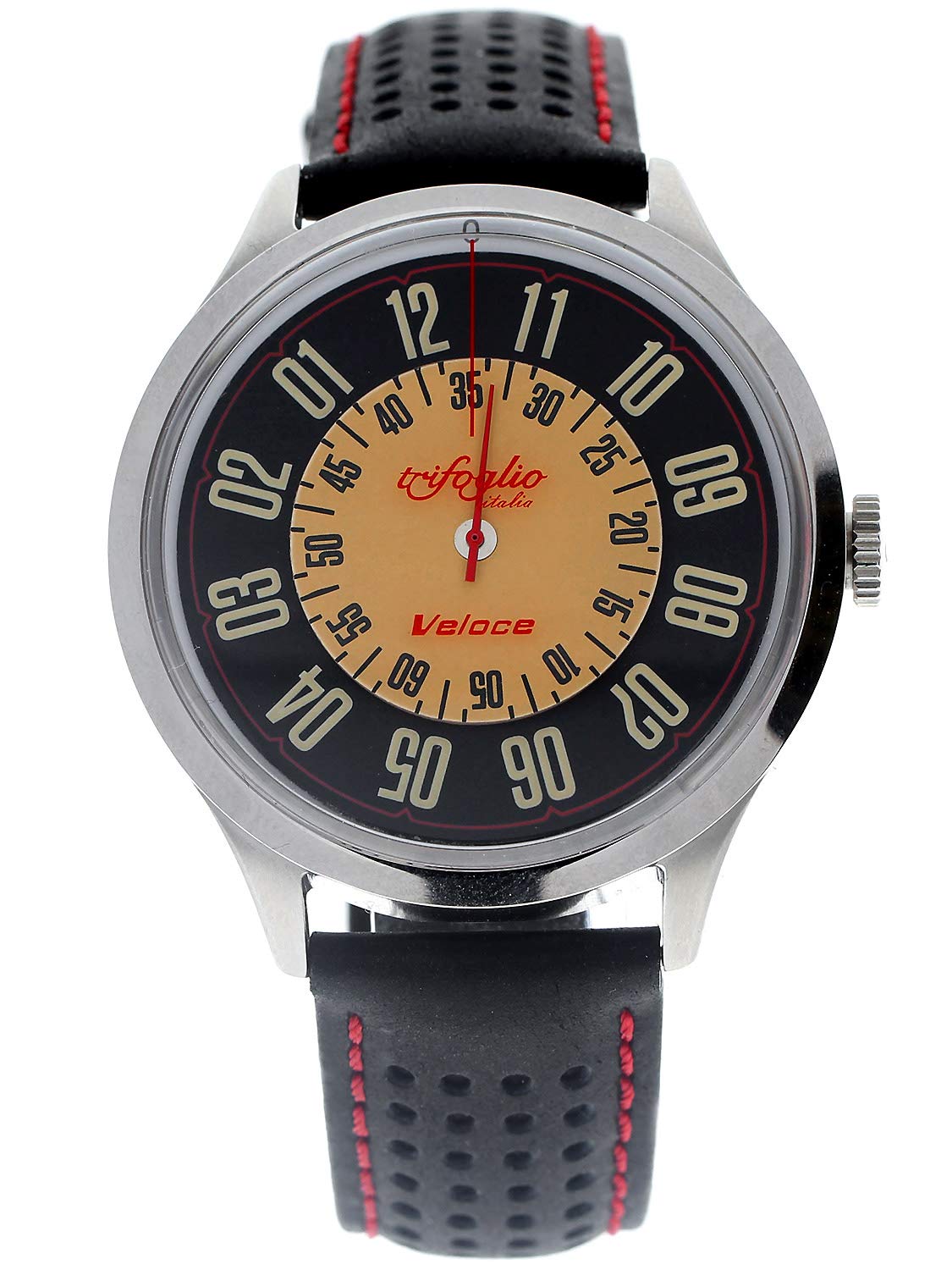 

Veloce Trifoglio Italia VELOCE VL181SSBK Автоматичний обертовий дисковий годинник Made in Italy Racing Strap Retro Vintage Design [Trifoglio] Mens [Regular]