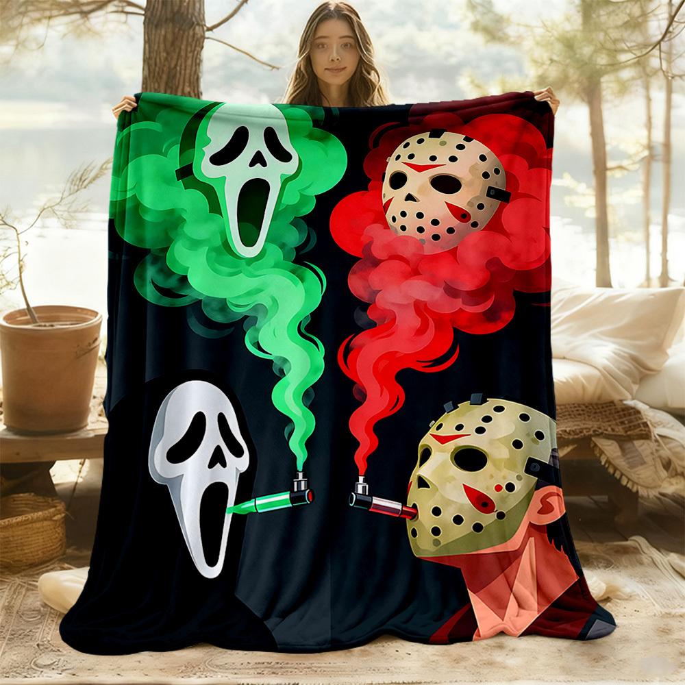 1pc Scream Jason Outdoor Blanket Lightweight Flannel, Soft & Warm, All Season Use for Sofa, Outdoor, Camping, Living Room, Office, Chair