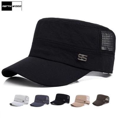 Summer Flat Top Caps for Men Mesh Army Caps Sun Visors Dad Hats Summer Trucker Cap