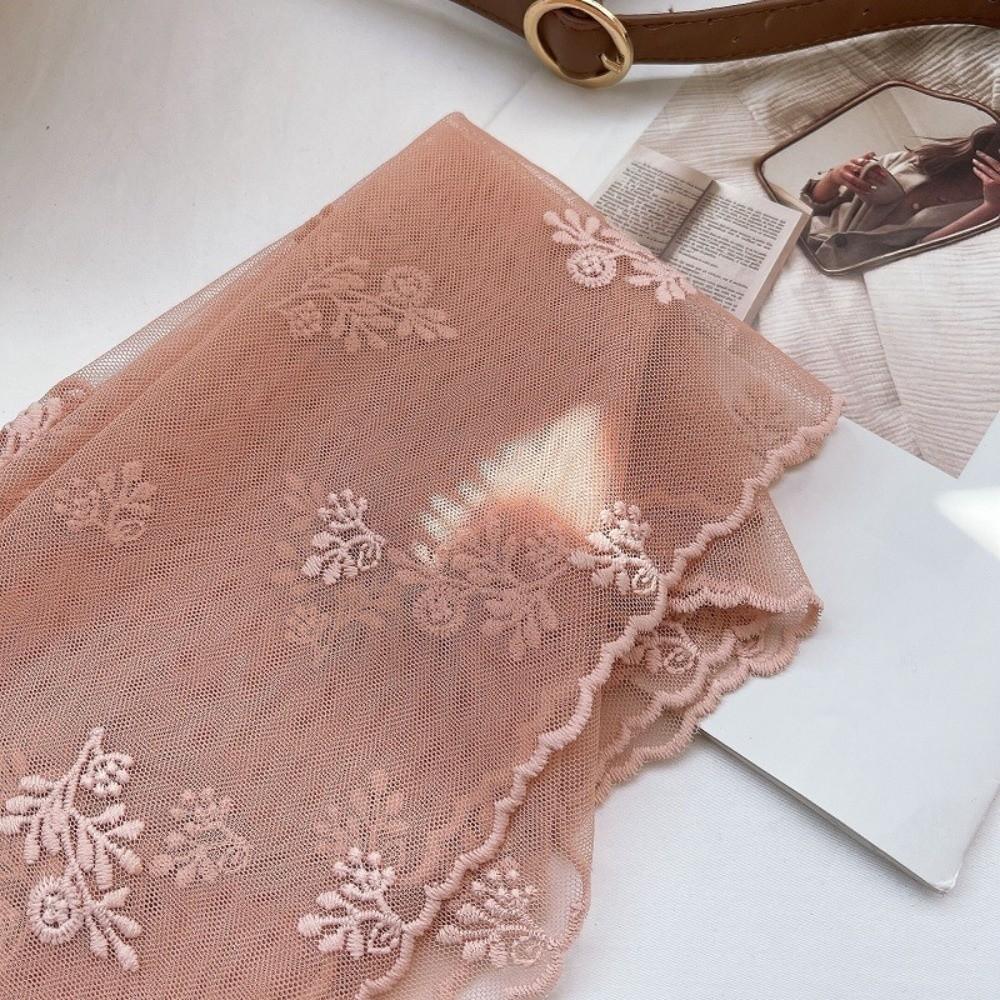 Versatile Retro Women's Lace Scarf Long Korean Version Sunscreen Shawl Floating Embroidery Flower Solid Color Silk Scarf