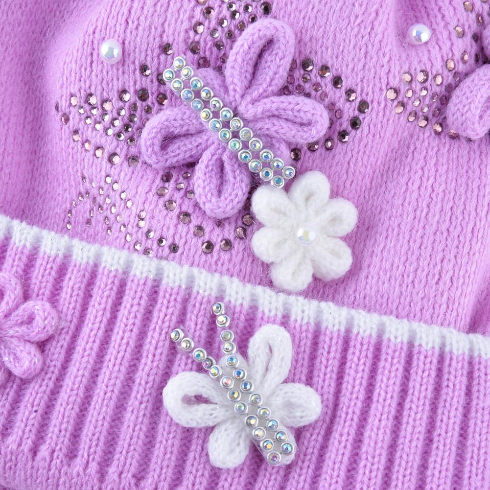 Warme Mützen und Schal-Set für Mädchen im Winter, gestrickt, schöne Kindermützen mit Kunstfell-Bommel für Kinder