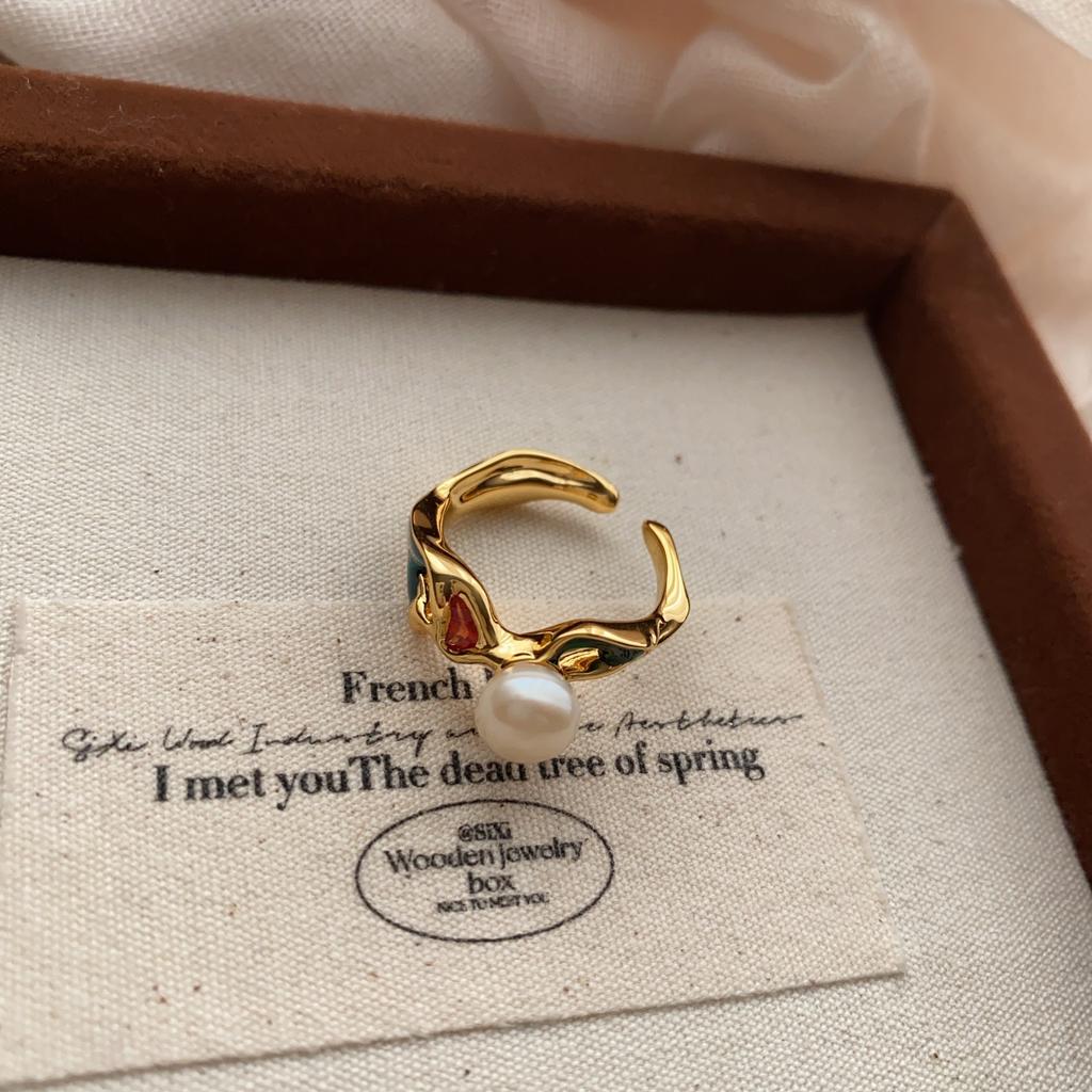 Sweet Pearl Flower Opening Ring, Exquisite Niche Temperament, Index Finger Ring, Light Luxury, High-End Ring Jewelry.