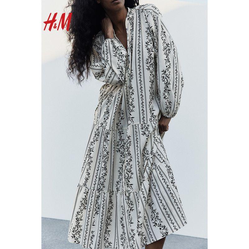 

HM Women s Clothing Florals Dress Summer Commute Breathable Print Long Sleeves Lantern Sleeve Dress Dress 1239045