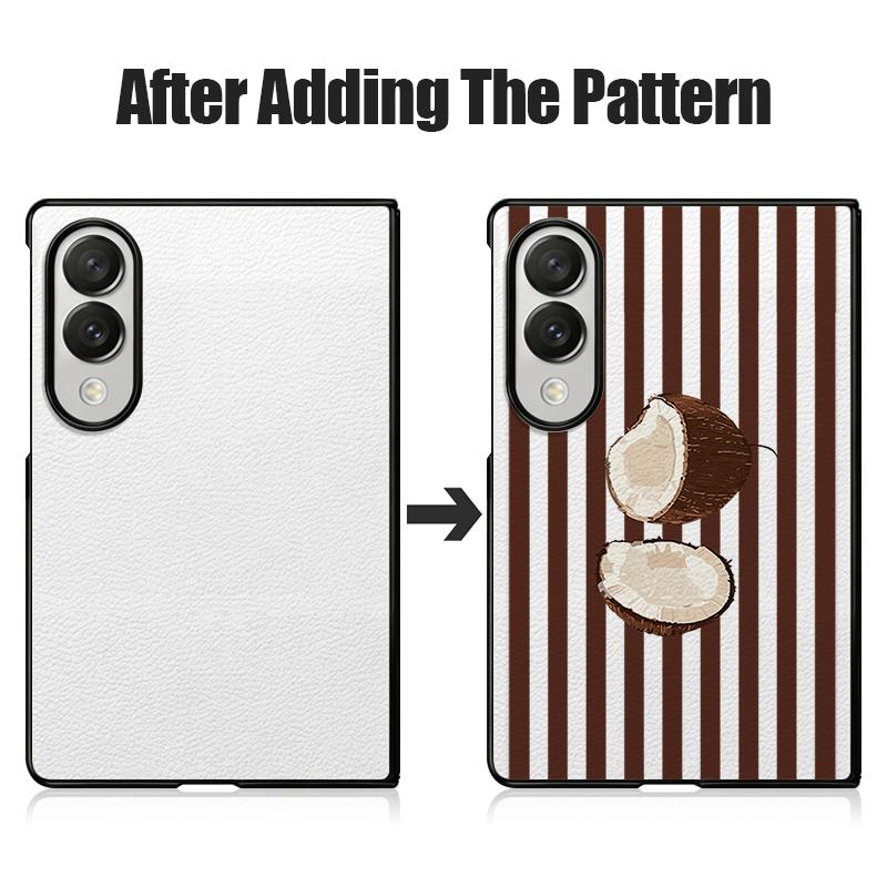 Coconut Stripe Pattern Case For Samsung Z Fold 8 Ultra 7 6 5 4 Hybrid Leather Skin Hard PC Bumper Cover For Galaxy Z Fold8 Fold7 Fold6 Fold5