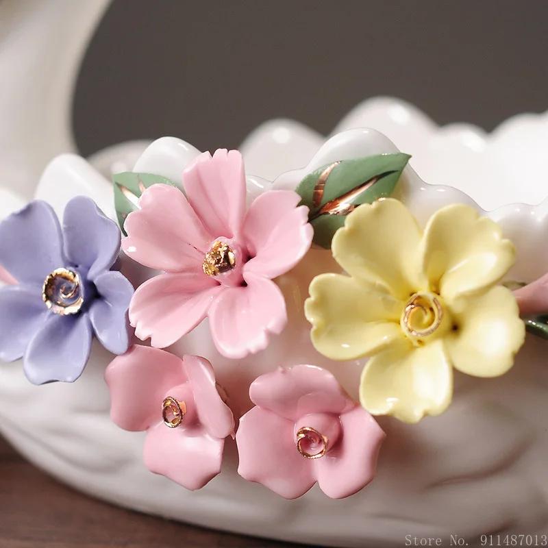 Swan Fruit Plate Candy Plate Home Dining Table Living Room Storage Decoration Ceramic Crafts Wedding Gift Swan Fruit Plate