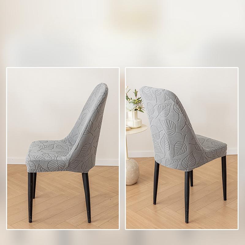 New 3D Leaf Curved Chair Cover Elastic Household Stool Cover Four Seasons Universal Dust-proof Jacquard Dining Chair Cover