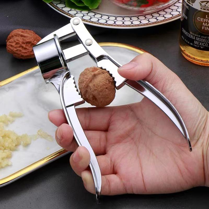 Household Garlic Press and Peeler Set: Large Manual Garlic Pounder and Peeler for Kitchen Use