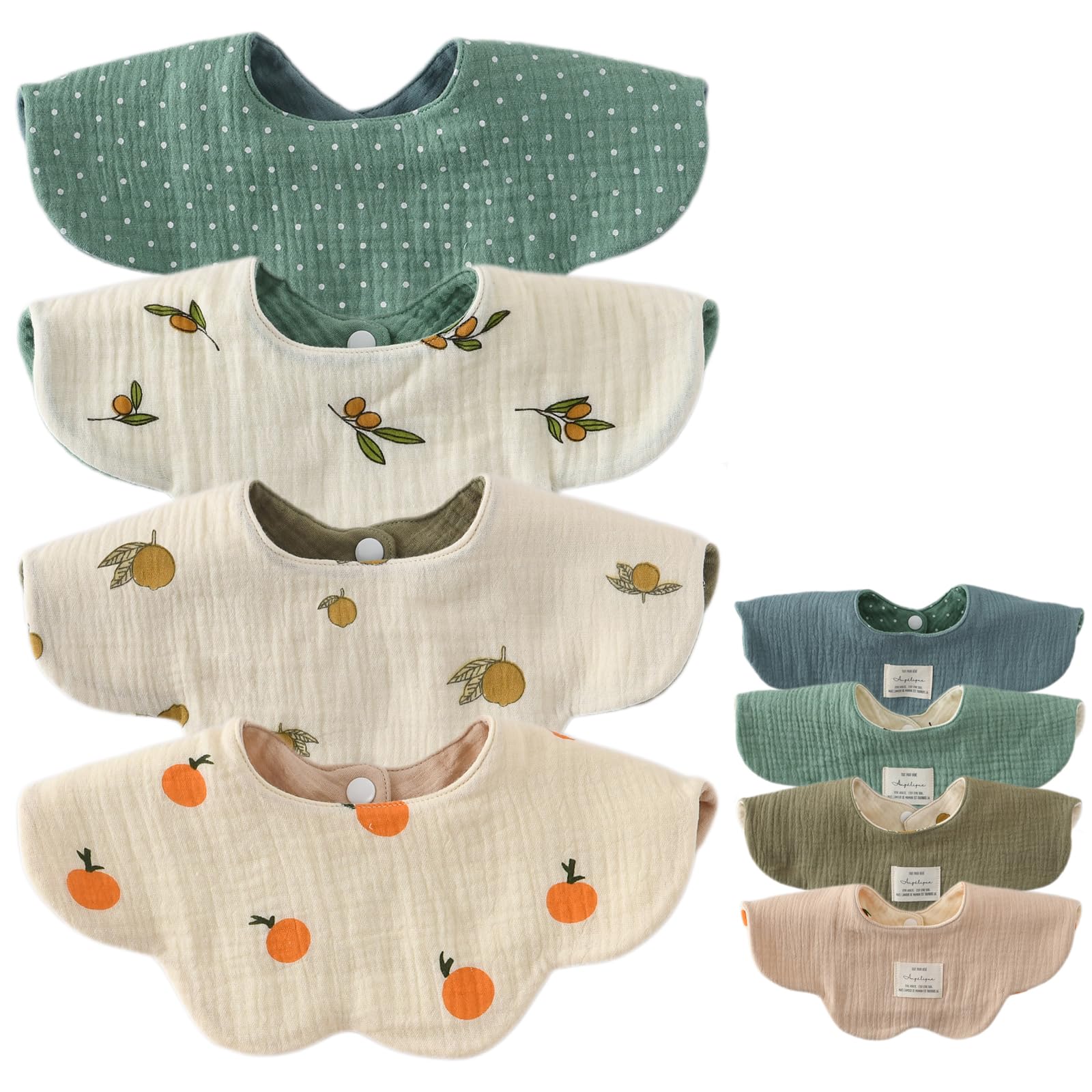 

Set of 4 Baby for Girls and Stylish Newborn Solid Mealtime Baby Baby Shower Gift [GoUseGo] Bibs, Double-Sided, 6-Layer Gauze, Boys, Bibs, 360-Degree