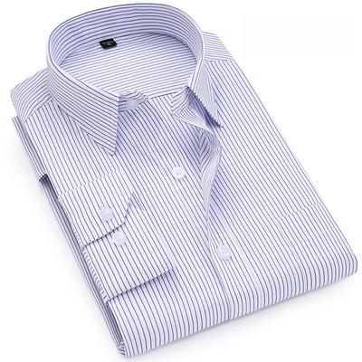Men's Striped Business Dress Shirt Long Sleeve Simple Style Regular Fit Non-iron Formal Shirt