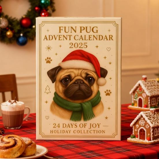 Pug Dog Advent Calendar 2025 24 Days Christmas Ornaments Cute Pug Hanging Decorations for Tree Funny Holiday Gift for Dog Lovers