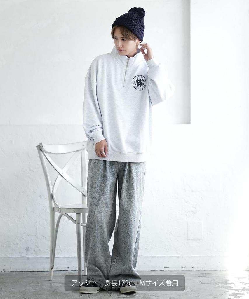 [IMPROVES] [SIDEWAYSTANCE] Thick Embroidered Circle Logo Fleece Half-Zip Sweatshirt