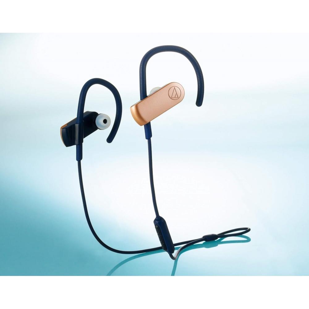 Audio Technica SonicSport Wireless Earphones Waterproof Sport Bluetooth With Remote Control Mic Rose Gold Ath Sport70bt Rgd Rose Gold