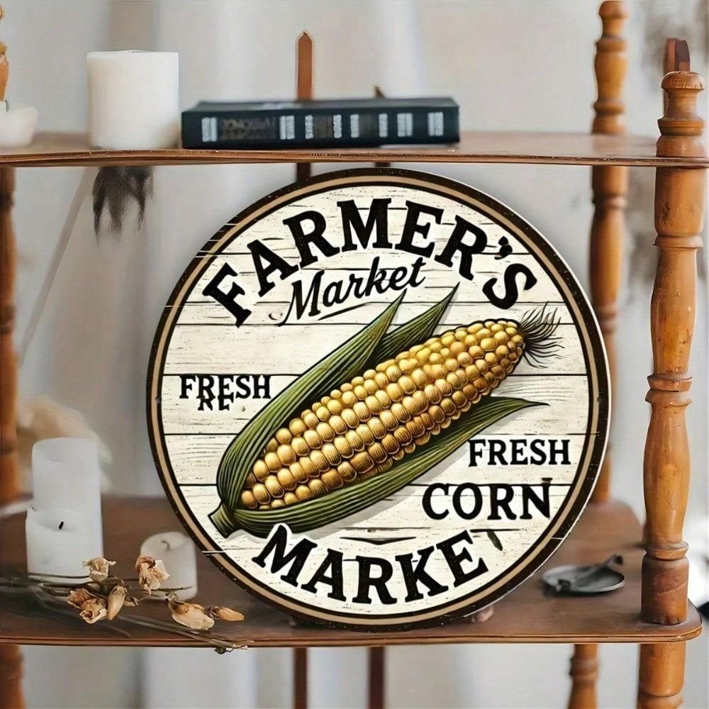 Vintage Metal Wall Art Corn Farmer Market Kitchen Decor