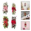 Christmas Swag with Bow Decorative Ornament Artificial Wreath Front Door Swag for Home Indoor Outdoor Garden Room Wedding