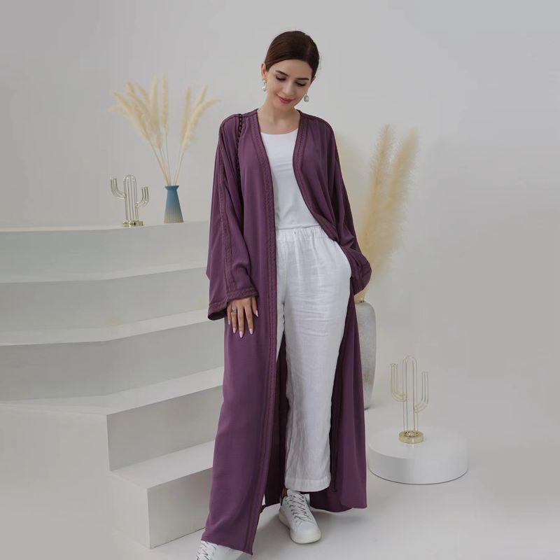 

New Arrival Party Embroidered Lace Cardigan Female Dress Embroidered Edge Cardigan Dress Purple XS/S