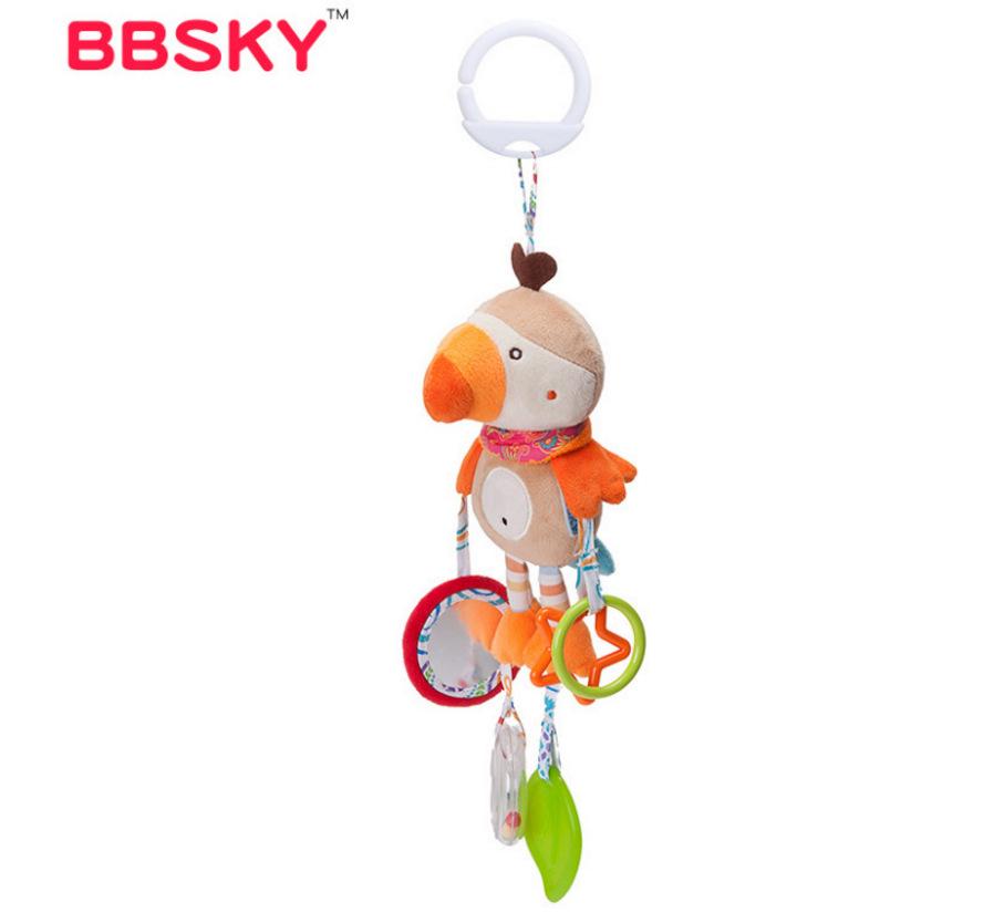 BBSKY Adorable Cartoon Animal Baby Crib Mobile & Teething Plush Rattle Toy