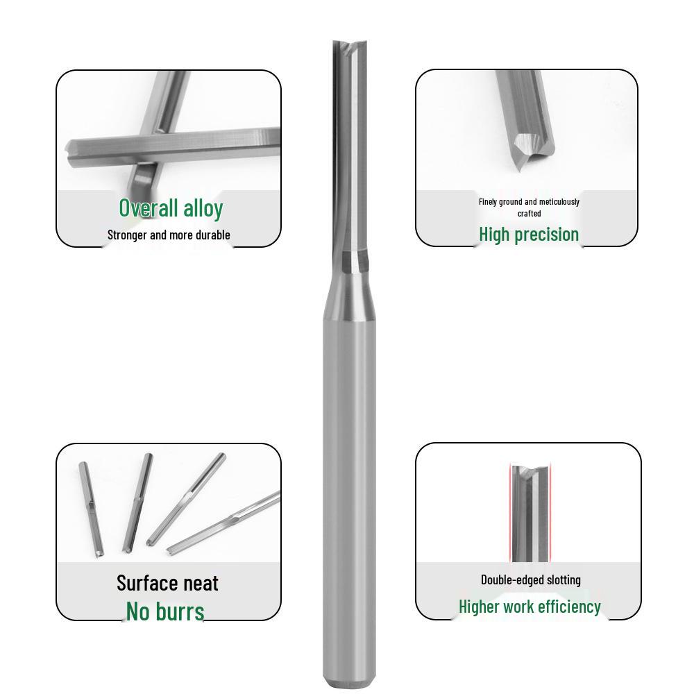 Double-Edged Straight Flute MDF Alloy Milling Cutter for Woodworking and Engraving