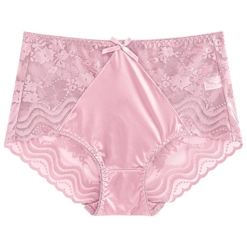 Big Size Lady Summer Sexy Lace Bow Hollow Out Without A Mark Pack Hip Lift Hip High Waist Triangle Briefs