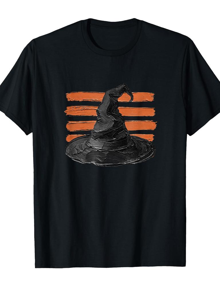 Unisex T-shirt Halloween Witch Hat Stripes Fall Vibes Spooky Season Witches T-Shirt