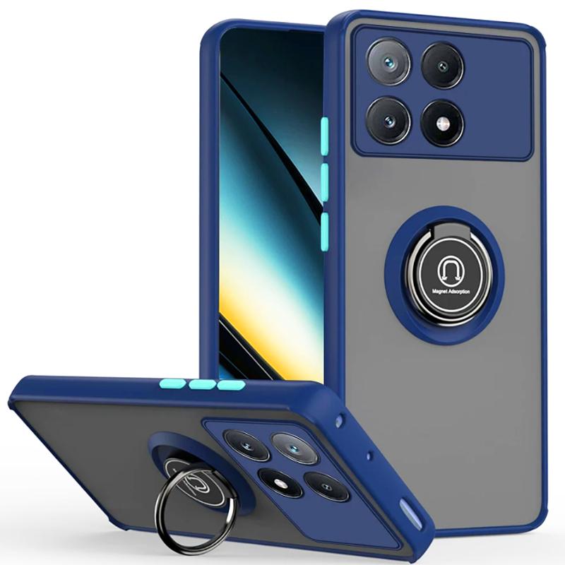 Translucent Shockproof Hard Case with Metal Stand for Poco X7 Pro X6 Pro C75