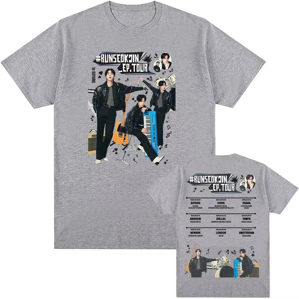 Jin RUNSEOKJIN EP TOUR 2025 Tshirts Korean Singer Graphic Print T-shirt Short Sleeve  Summer T Shirt for Men/Women Clothes